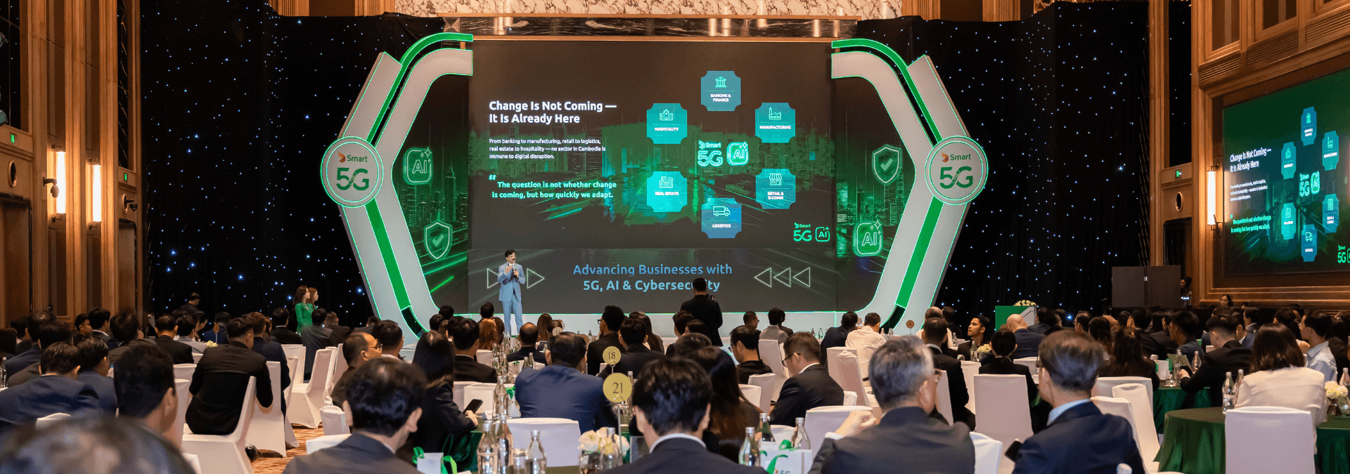 Smart រៀបចំវេទិកាថ្នាក់ដឹកនាំក្រុមហ៊ុនធំៗនៅកម្ពុជា ដើម្បីលើកកម្ពស់បរិវត្តកម្មសហគ្រាសតាមរយៈបច្ចេកវិទ្យា 5G, AI និងសន្តិសុខសាយប័រ